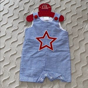 🌵 NWT Blue Seersucker Outfit Size 6-12 mo